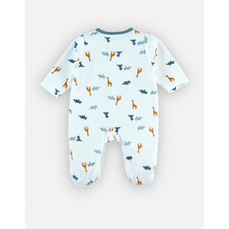 Pyjama velours bio Dinosaures 1m NOUKIES Tiga, Stegi & Ops