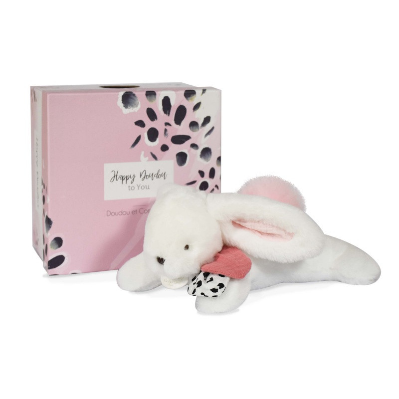 Pantin-lapin Happy Blush 25 cm DOUDOU ET COMPAGNIE Rose