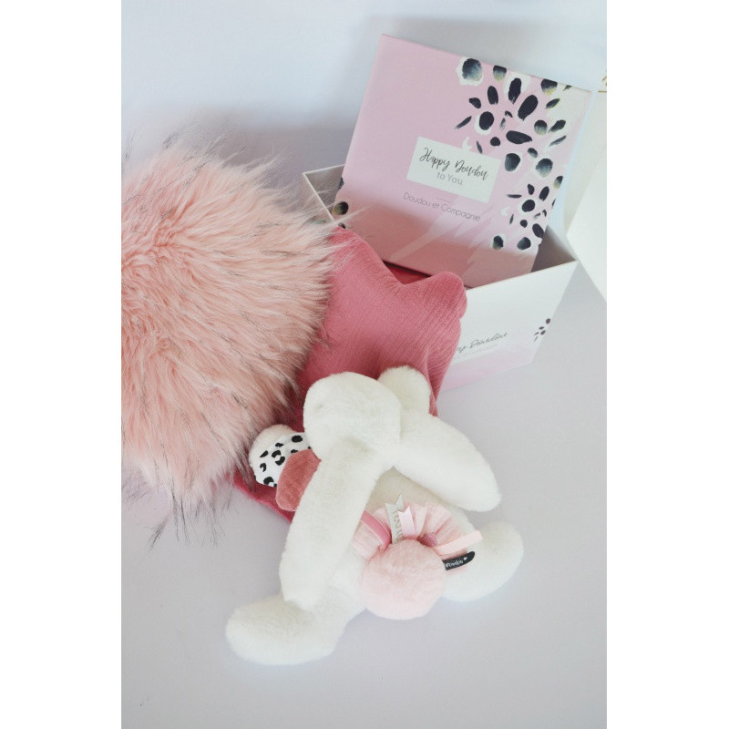 Pantin-lapin Happy Blush 25 cm DOUDOU ET COMPAGNIE Rose