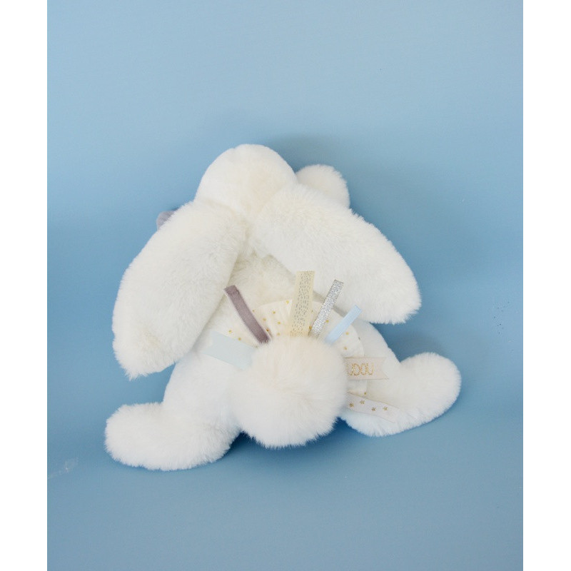 Pantin-lapin Happy Glossy 25 cm DOUDOU ET COMPAGNIE Blanc