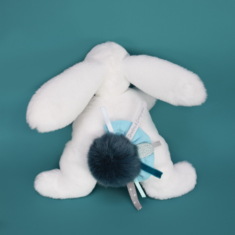 Pantin-lapin Happy Pop 25 cm DOUDOU ET COMPAGNIE Bleu paon