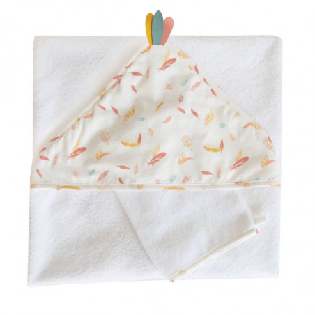 Sortie de bain brodée + gant DOMIVA Happy