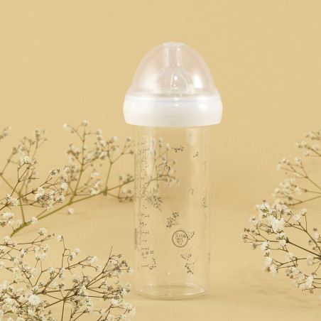 Biberon en verre 240ml LE BIBERON FRANCAIS Gypsophile vert