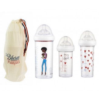 Set de 3 biberons LE BIBERON FRANCAIS Maman afro