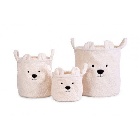 Lot de 3 paniers Teddy CHILDHOME Écru