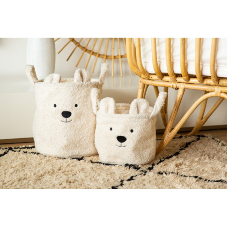 Lot de 3 paniers Teddy CHILDHOME Écru