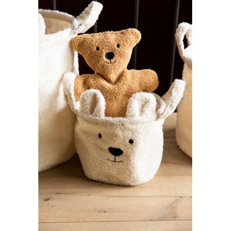 Lot de 3 paniers Teddy CHILDHOME Écru