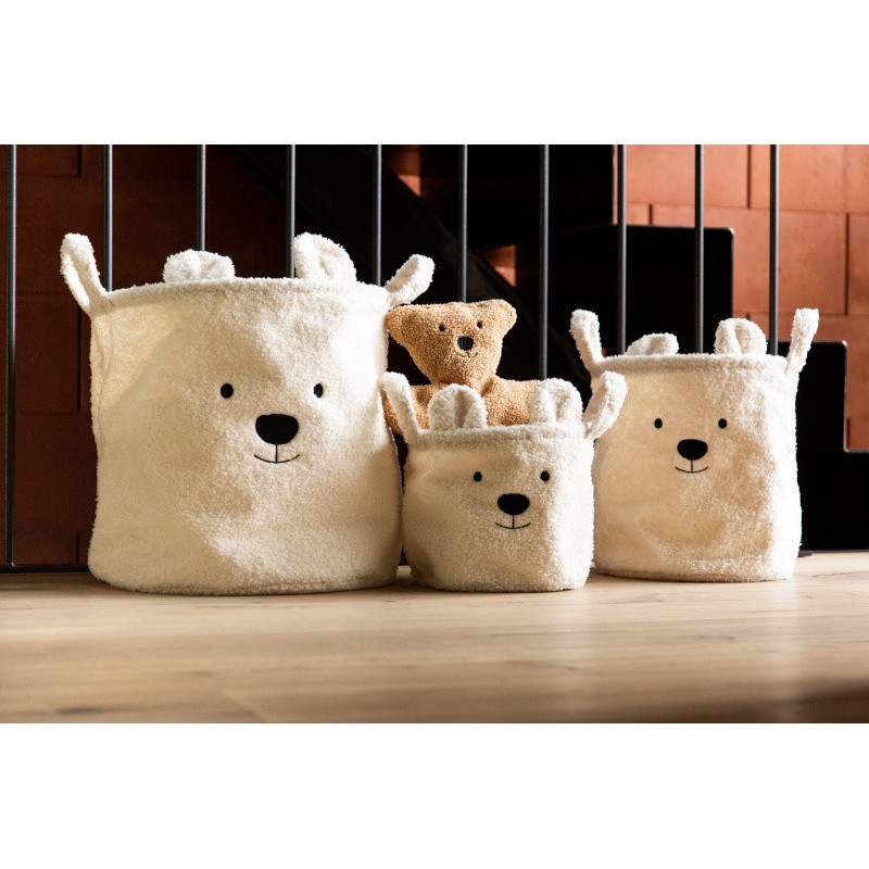 Lot de 3 paniers Teddy CHILDHOME Écru