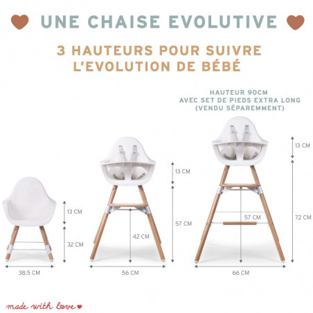 Chaise-haute Evolu 2 CHILDHOME Naturel/Terracotta