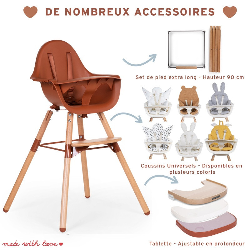 Chaise-haute Evolu 2 CHILDHOME Naturel/Terracotta