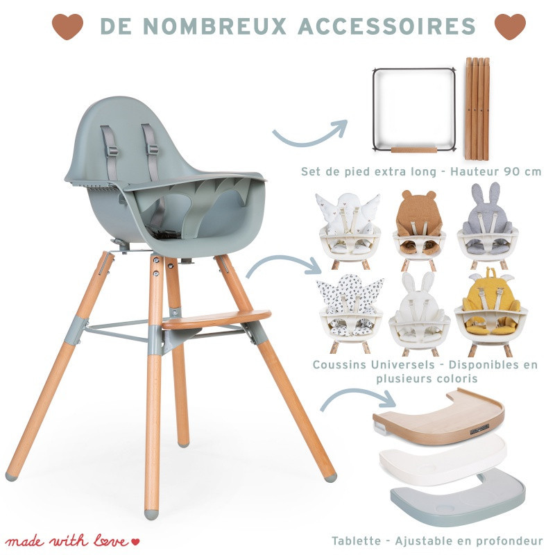 Chaise-haute Evolu 2 CHILDHOME Naturel/Menthe