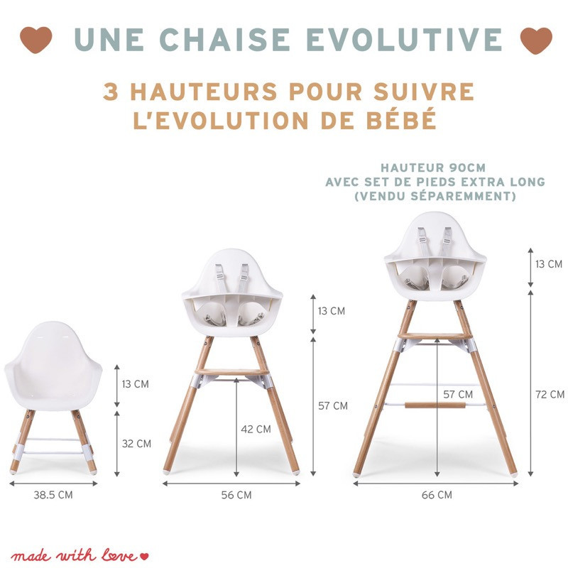 Set de pieds long pour chaise Evolu CHILDHOME Naturel/Menthe