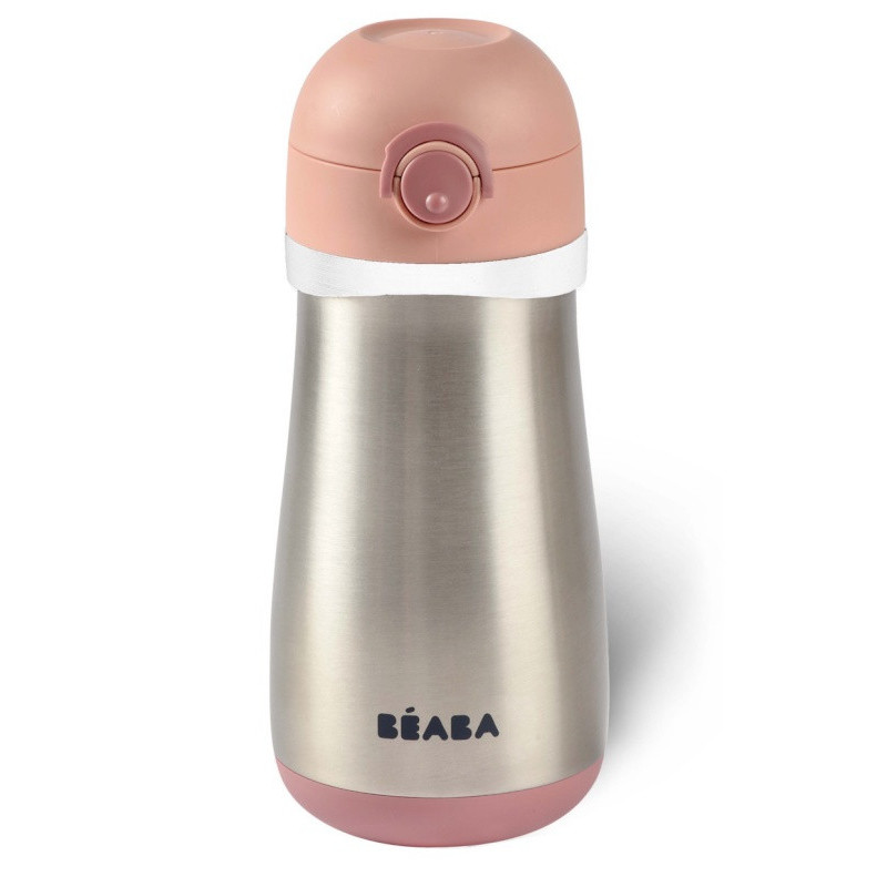 Gourde en inox 350ml + anse BEABA Old pink
