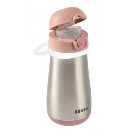 Gourde en inox 350ml + anse BEABA Old pink