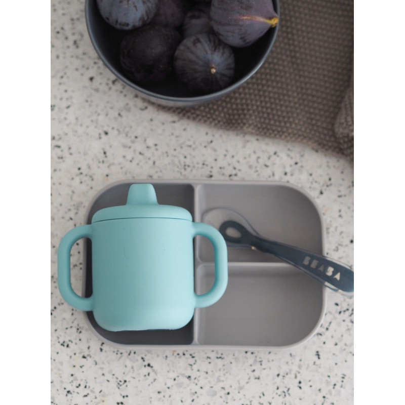 Tasse d'apprentissage en silicone BEABA Blue
