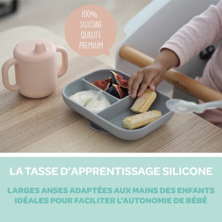 Tasse d'apprentissage en silicone BEABA Blue