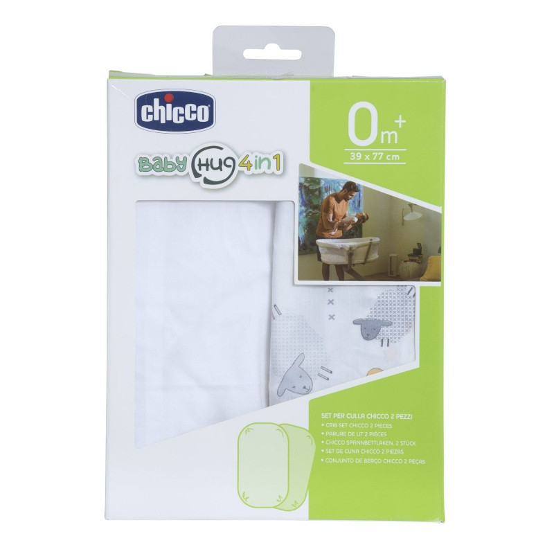 Lot 2 draps-housses pour Baby Hug CHICCO Grey sheep