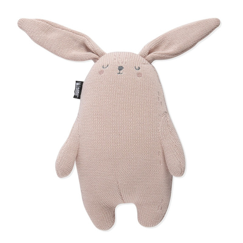 Doudou en tricot lapin MINENE Rose