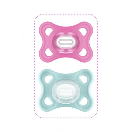 MLot de 2 sucettes comfort 2-12m MAM Rose