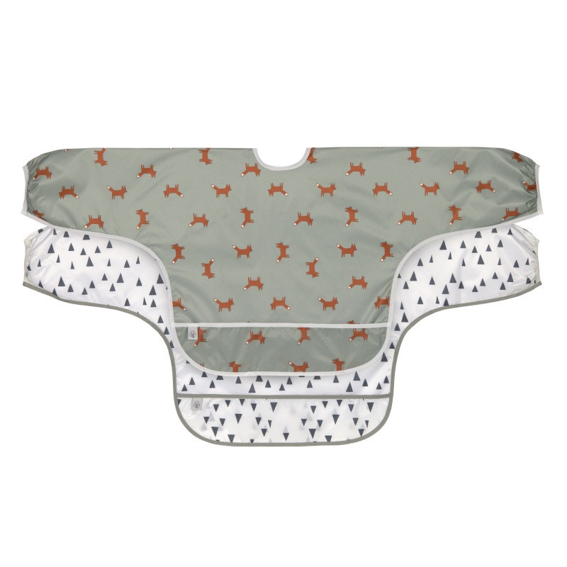 Lot de 2 bavoirs à manches avec poche Little Forest LASSIG Renard olive
