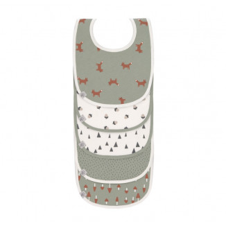 Lot de 5 bavoirs imperméables Little Forest LASSIG Renard olive