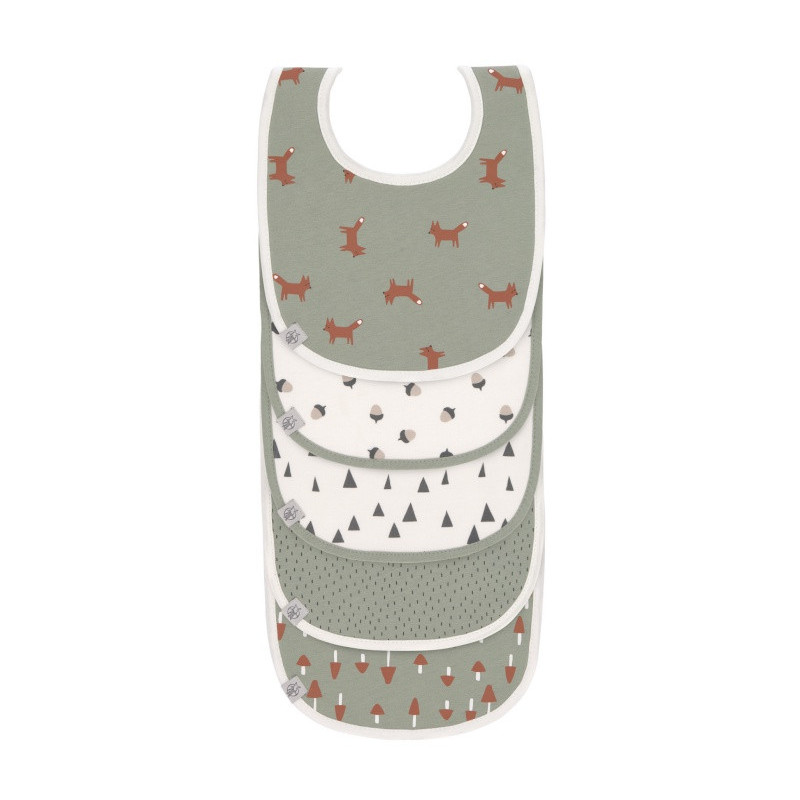 Lot de 5 bavoirs imperméables Little Forest LASSIG Renard olive