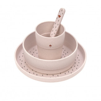 Coffret repas 4 pièces Little Forest LASSIG Lapin rose