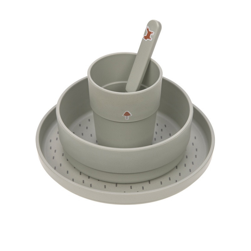 Coffret repas 4 pièces Little Forest LASSIG Renard olive