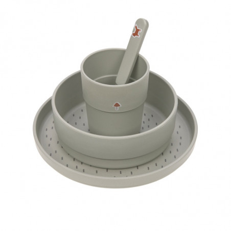 Coffret repas 4 pièces Little Forest LASSIG Renard olive