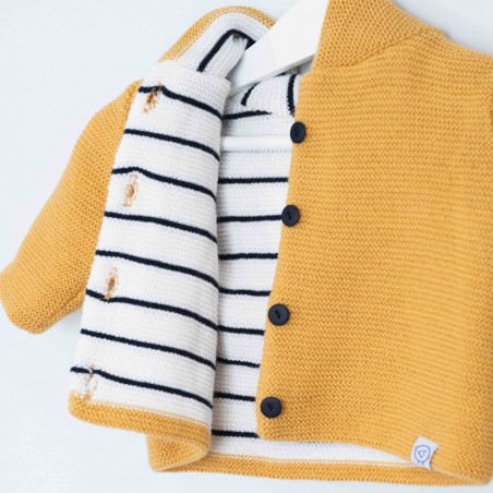 Manteau droit 3/6m Basic MLT Moutarde/Écru