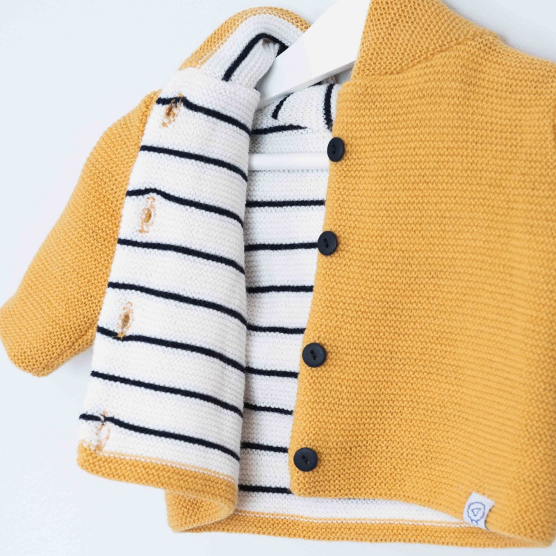 Manteau droit 1/3m Basic MLT Moutarde/Écru