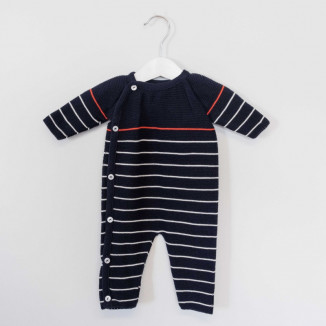 Combinaison recyclée 6/12m MLT Nocturne/Coquelicot