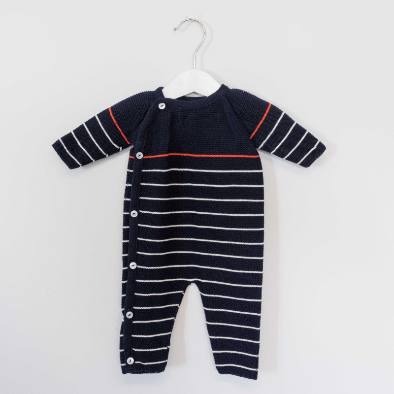 Combinaison recyclée 6/12m MLT Nocturne/Coquelicot