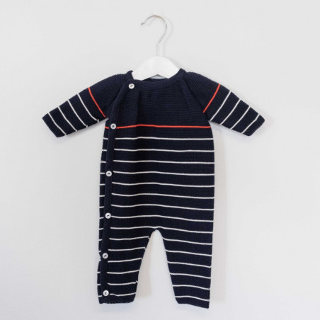 Combinaison recyclée 6/12m MLT Nocturne/Coquelicot