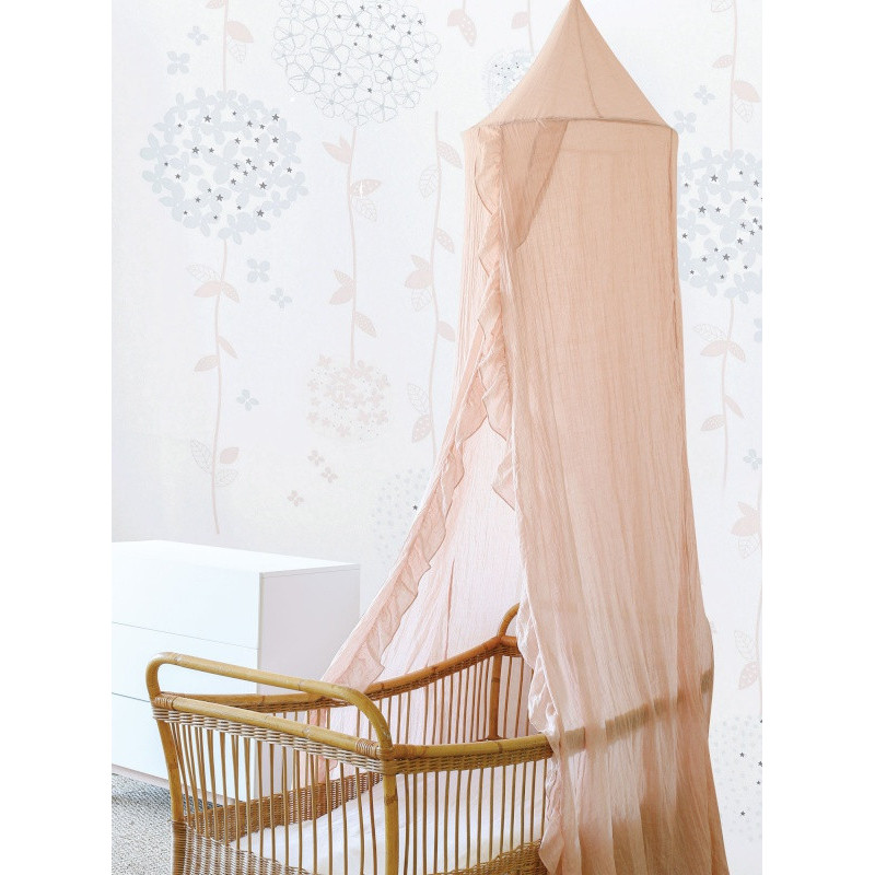 Ciel de lit rose à volant TROIS KILOS SEPT Rose et Lili