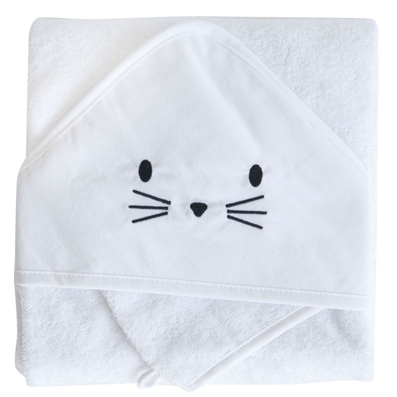 Sortie de bain + gant 75x75 DOMIVA Blanc