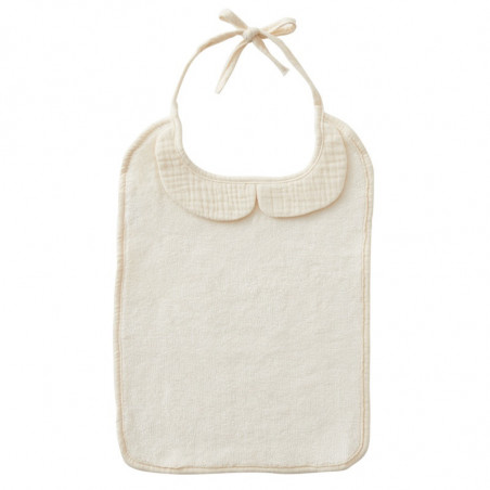 Bavoir grand modèle bambou et gaze BB&CO Mix & Match Mousse de lait
