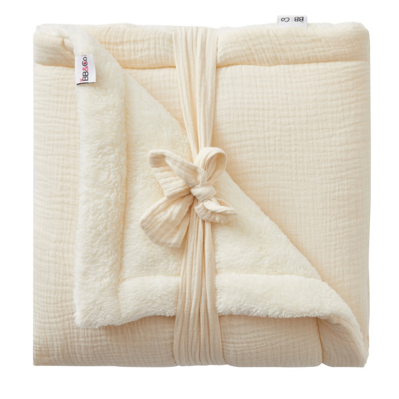 Couverture peluche & gaze 70x100cm BB&CO Mix & Match Mousse de lait