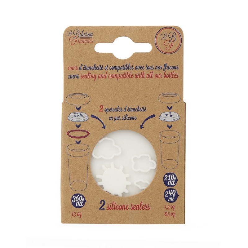 Lot de 2 opercules en silicones Nuage/Amour LE BIBERON FRANCAIS