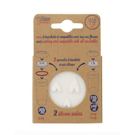 Lot de 2 opercules en silicones Cœurs/My love LE BIBERON FRANCAIS Maman-bébé par Soledad