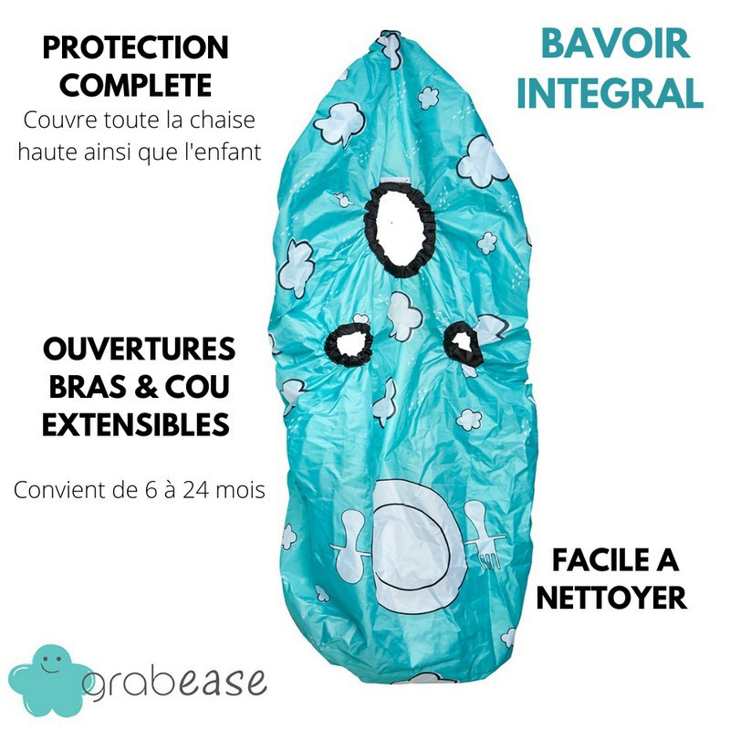Bavoir intégral bébé et chaise haute GRABEASE Turquoise