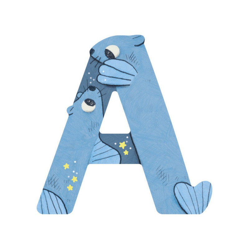 Lettre en bois "A" MOULIN ROTY Bleu