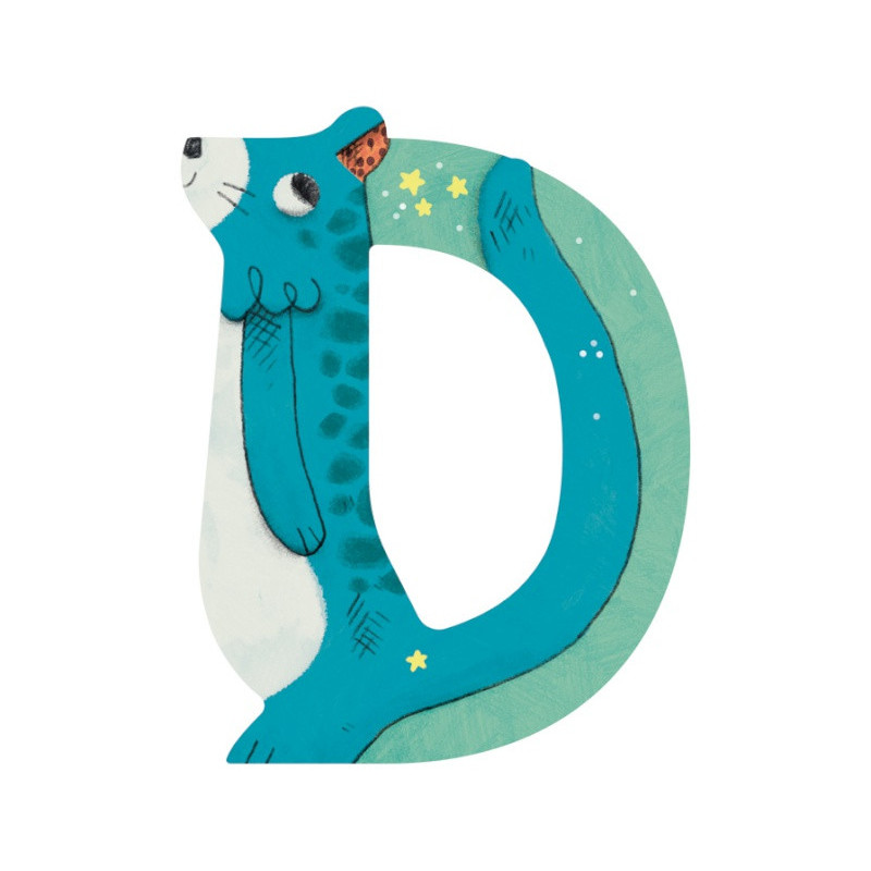 Lettre en bois "D" MOULIN ROTY Bleu