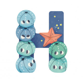 Lettre en bois "H" MOULIN ROTY Bleu