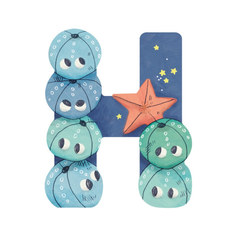 Lettre en bois "H" MOULIN ROTY Bleu