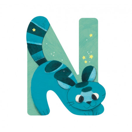 Lettre en bois "N" MOULIN ROTY Bleu