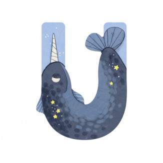 Lettre en bois "U" MOULIN ROTY Bleu