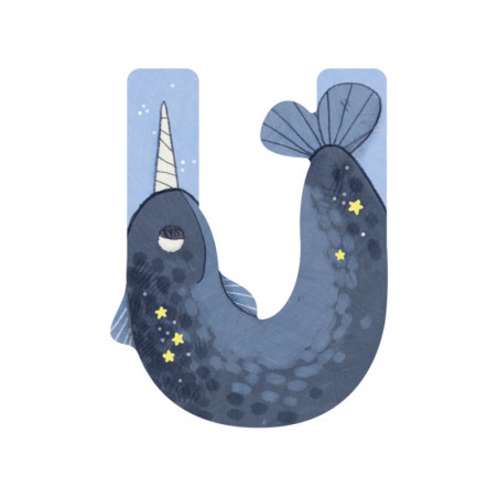 Lettre en bois "U" MOULIN ROTY Bleu