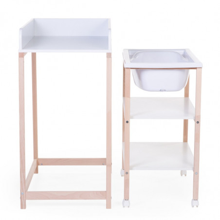 Table à langer et baignoire CHILDHOME Naturel/blanc