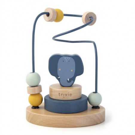 Labyrinthe à perles en bois TRIXIE Mrs. éléphant bleu